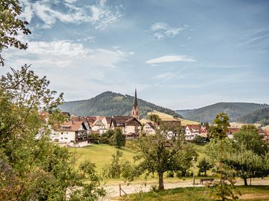 Blick auf Baiersbronn und den Hausberg Stöckerkopf